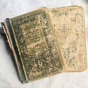 2 Antique Children's Grammar & Language Readers Books School Primers 1889 1900